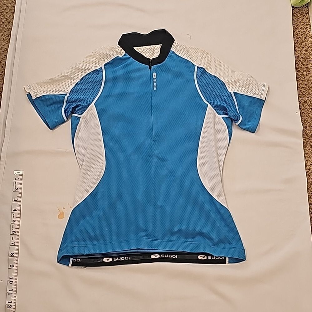 Sugoi Men's RS Pro Jersey FinePro Sleeves 3/4 Zip Stretch Blue Biking Top medium